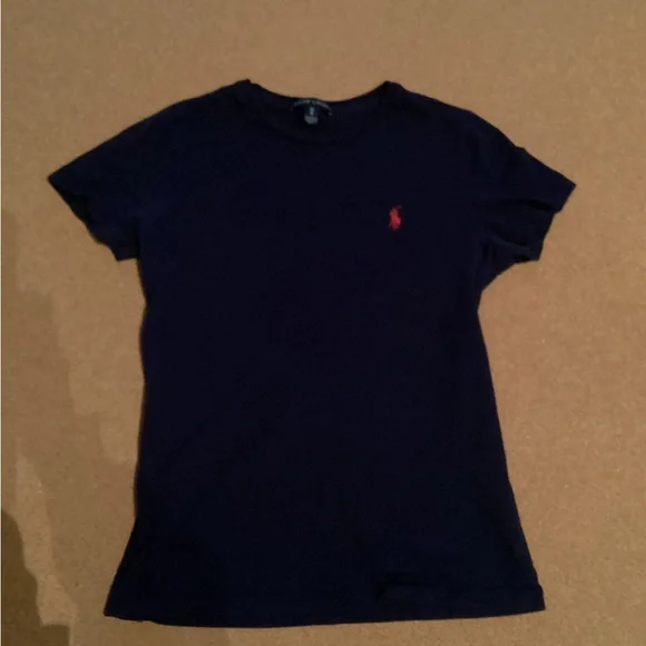 Ralph Lauren Men's Dark Blue Tee with Red Logo - Picture 4 of 5